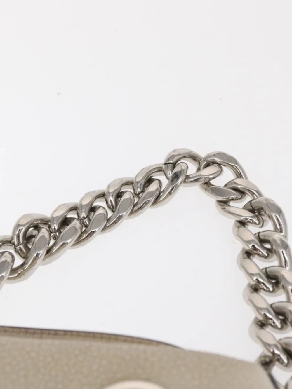 PRADA Grommet Punching Chain Hand Bag Leather Ivory Silver Auth 165205 - Picture 9 of 16